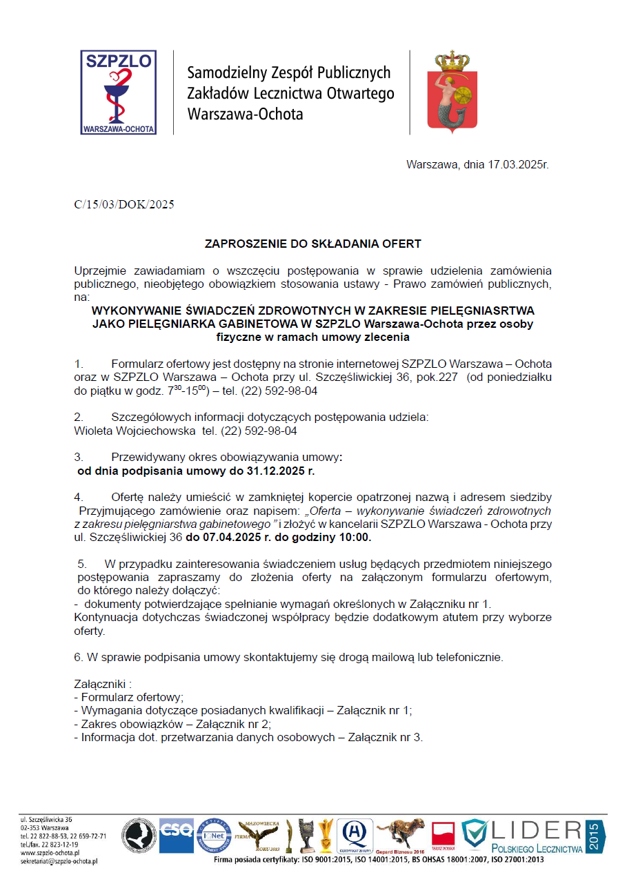 Oferty pracy | szpzlo-ochota.pl